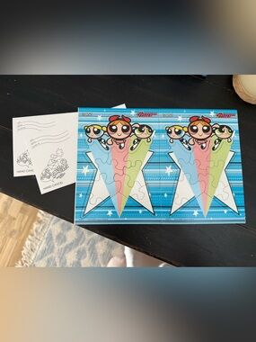 POWERPUFF GIRLS What's The Buzz? Mailable Puzzles Greeting card 2001 set of 2